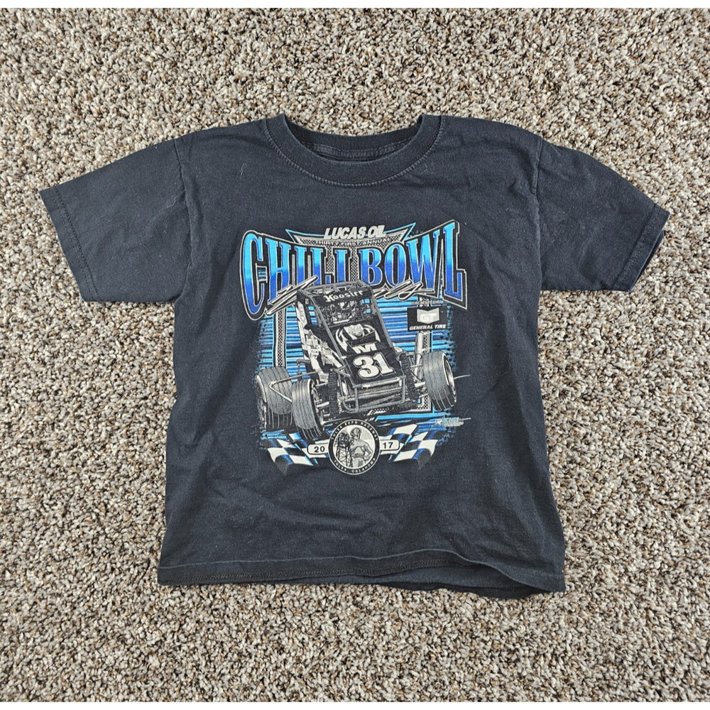2017 Chili Bowl Sprint Car Racing Short Sleeve T Shirt Boys Sz M Black